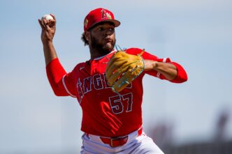 Angels pitcher Walbert Ureña delivers against the Arizona Diamondbacks at Chase Field on June 15, 2026