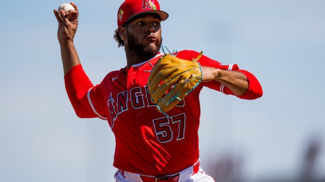 Angels pitcher Walbert Ureña delivers against the Arizona Diamondbacks at Chase Field on June 15, 2026