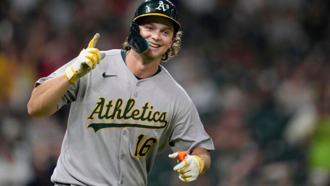 J.T. Ginn pitches for the Athletics against the Pittsburgh Pirates at Sutter Health Park