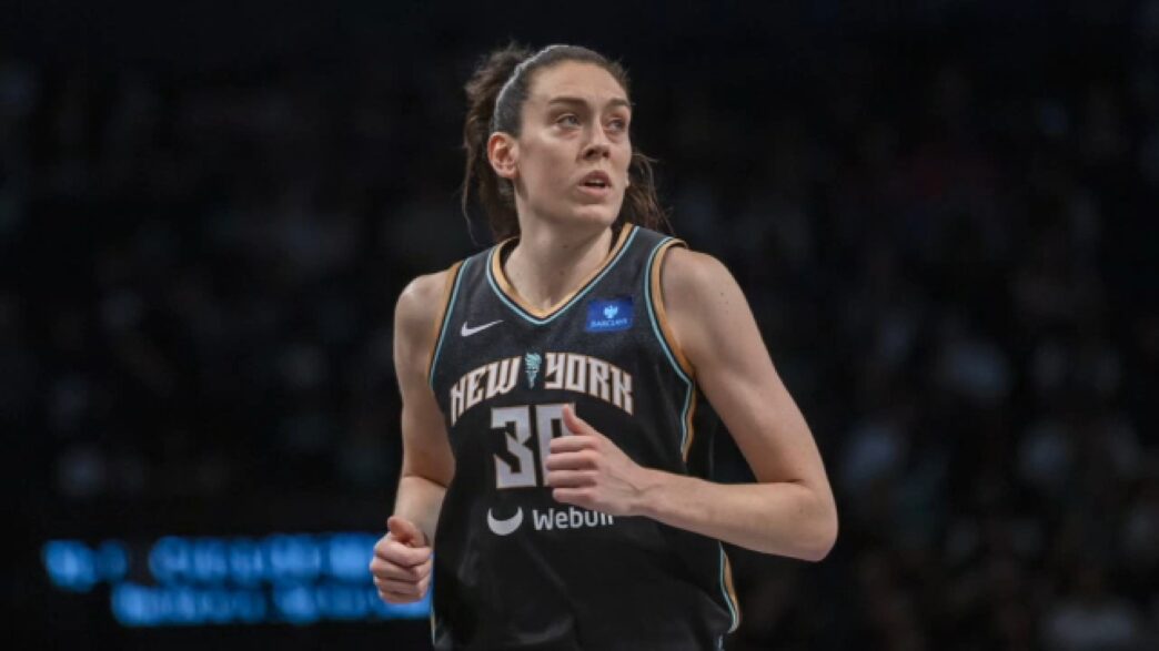 New York Liberty guard Sabrina Ionescu drives against the Washington Mystics at Barclays Center on June 19, 2026