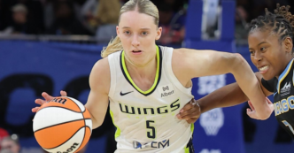 New York Liberty guard drives against the Dallas Wings defense during a WNBA game on July 20, 2026